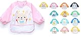 Adamz.sp 赤ちゃん 食事 エプロン 長袖 防水 食べこぼしポケット ビブ スタイ ガウン スモック 種類いっぱい (ピンク／クマ)