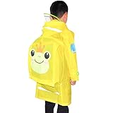 レインコート 子供用 雨具 軽量 男の子 女の子 通学用 リュック対応 収納ポーチ付き (イエロー, S(95-115CM))