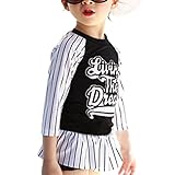 (ハニーブロッサム) HONEY BLOSSOM ベビー & ガールズ 【 ロゴＴ × スカート キッズ ラッシュガード セット 】 セパレート 型 女の子 用 UVカット 水着 80 - 120 m