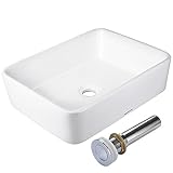 aquaterior 19 – 2 / 7 " x15 " x5 – 1 / 8 "長方形ホワイト磁器セラミックバスルームシンクW / Freeクロムドレイン