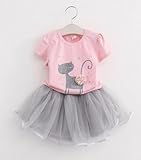 新しい2016夏の女の子のドレスの服セットファッションコットン半袖Tシャツ+オーガンザスカート子供の子供の女の子の服2個セット
