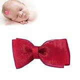 TruStay Clip - Organza baby hair bows - Best No Slip Barrette for Fine Hair (A3-Red) by Twinklebelle