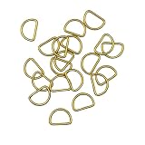 Dカン レザークラフト 金具 D字リング セット ハンドメイド パーツ バッグ 金具 接続金具 革小物 キーホルダー アクセサリー制作 (ゴールド, 内径15mm 20個入)