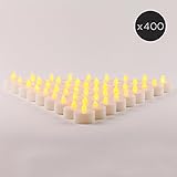 Flameless無香電池式ティーライトとリアルなちらつきオレンジLED ‐電池含ま Set of 400 ホワイト LC004105