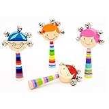 mochohome Wooden Hand Shakeベルおもちゃ、赤ちゃんRattle、ランダムパターン