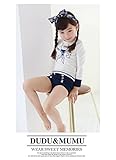 「楽々セレクトショップ」DUDU&MUMU正規品　可愛い子供用 水着 女の子伸縮性 水夫服 ガールズ キッズ 3点セット キャップ付き (120)