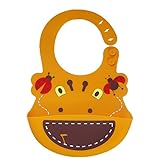 4ucycling TAFTOYS赤ちゃん ベビー用　シリコンビブ よだれかけ お食事エプロン ソフトスタイ 防水スタイベビー 可愛い 動物柄 5カラー選択可能 イエローキリン
