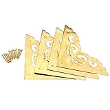 4個入り 真鍮コーナーブラケット コーナープロテクター ボックスキャビネット装飾 家具ハードウェア（12ネジ付き) 6.5cm ブラス