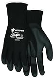 Memphis Glove N9699M Ninja HPT Nylon 15-Gauge Gloves with Dark Gray PVC Foam Sponge Coating, Black, 