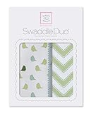 SwaddleDesigns SwaddleDuo Set of 2 Swaddling Blankets Cotton Muslin + Premium Cotton Flannel Kiwi Ch
