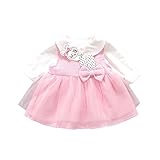 ベビー服ワンピース 子供服 女の子 Pojour 長袖ドレス 可愛いうさぎリボン 秋冬 オシャレ 通園 発表会 旅行 記念日 プレゼント ピンク