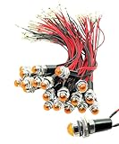 HTharros LEDパイロットランプ ダイヤカット LED埋め込み式 24V 16mm 16φ 黄色 20個セット アンバー 20個