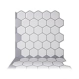Tic Tacタイルanti-moldピールとスティック壁タイルでHexa Monoホワイト ホワイト HCW01
