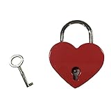 MagiDealヴィンテージアンティークスタイル小さなキーと南京錠ハート型 – レッド