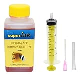 HP用 イエロー プレミアム （染料抗UV） 詰め替え 互換インク superInk 100ml （全機種対応） + 手袋1組 + 10ml注入器 + 針 + キャップ