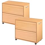 押入れ収納 2個組 キャスター付き ワゴン チェスト 収納 サイドチェスト 隙間 〔2杯+2杯〕 ナチュラル