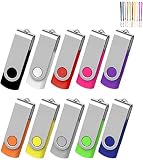 EASTBULL USBメモリ 4GB 10個セット フラッシュメモリー USB2.0 フラッシュドライブ 360° 回転式 (4GB, 10個セット10色)