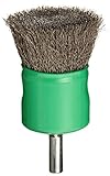 Weiler Wire End Brush, Coated Cup, Round Shank, Stainless Steel 302, Crimped Wire, 1" Diameter, 0.00