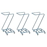 オリタニ 業務用 ランドリーワゴン リネンカート Ｚ型本体 ブルー 3台入 リネン ユニフォーム 回収 キャスター付 (3)