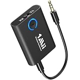 1Mii Bluetooth 5.3 トランスミッター & レシーバー 一台二役 (受信機 + 送信機) aptX Adaptive/aptX HD/aptX 低遅延/AAC 3.5mm イヤホンジャック ブルートゥースオーディオトランスミッター TV/車/ホームスピーカー/飛行機/ボート/ジム用 小型 15時間連続動作 充電しながら使用可能 2台のデバイスを同時に接続 ML301 (ブラック)