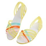 nnda Co夏フラット魚口サンダル滑り止めレインボーミックスカラーゼリー靴女性用, 1セット 40 イエロー NNDA CO