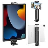 ULANZI iPad スマートフォン 三脚マウントアダプター コールドシュー付き ユニバーサルスマートフォンタブレットホルダー 三脚用 Arca クイックリリースプレート 1/4インチ スクリューマウント iPhone iPad Surface Proなどに対応
