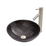 Vigo Interspaceガラス容器シンクとDior蛇口with Pop Up、つや消しニッケル