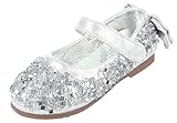 (コ-ランド) Co-land 子供靴 履きやすい キッズ フォーマルシューズ ラインストーン飾り ピカピカ 女の子 フラット ガールズ ドレスシューズ 蝶結び 女児 ベビー 結婚式 シルバー 15.