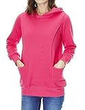 (ビグッド)Bigood パーカー レディース 無地 トレーナー プルオーバーパーカー スウェット 秋冬 カジュアル オーバーパーカー マタニティ 授乳服（ローズ色M）