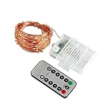妖精ライトフェアリーストリングライトバッテリー駆動防水50 LED 20ftストリングライト銅線ホタルライトリモートコントロールクリスマスデコレーションクリスマスライトウォームホワイト