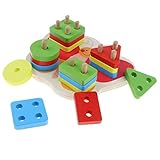 B Blesiya 16個　モンテッソーリ　キッズ　子供　幾何学　ブロック　ゲーム　積み木　形状　色　知育　贈り物　