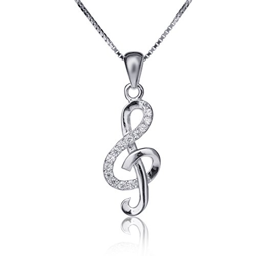 音符キラキラペンダントネックレス　シルバー925【ギフトジュエリー】【エコーパッケージ　ミニポーチ付】