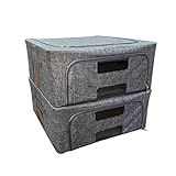 収納ボックス衣類収納2個組 活性炭入り 消臭 不織布製ダブルドア 防虫 防カビ収納ケース り 丈夫なワイヤー入りケース