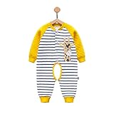 YUEGUANG ベビー服 新生児肌着 長袖カバーオール ルームウェア コット100% ロンパース 女の子 男の子 可愛い 出産祝い プレゼント (イエロー, 100cm)