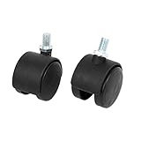 uxcell キャスターホイール プラスチック 金属 7mmx12mmネジ ブラック シルバートーン 2個入り