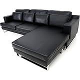 LOWYA （ロウヤ） ソファ ソファー カウチソファ 3人掛け スチール脚 ポケットコイル レザー ブラック おしゃれ 新生活