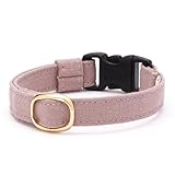 ぽぽねこ 猫首輪 コットンプレーン セイフティーバックル・鈴付き・ハゲにくい・日本製 (紀州茶, LL)