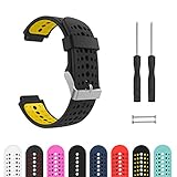 BUTEFO ガーミン ベルト 向け GARMIN Foreathlete/Forerunner 220J 230J 235J 620J 630J 735XTJ ベルト バンド シリコン製 工具付き 5色 (黒+黄)