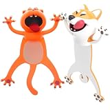 Anfurt しおり 栞 アニマル ブックマーカー 本 手帳 動物 立体しおり ユニーク 雑貨 文房具 文具 かわいい文房具 おもしろい 読書 グッズ おもしろ雑貨 アニマル雑貨 プレゼント おもしろグッズ (ねこ & しばいぬ 2個セット)