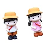 Fenteer マイクロ景観置物　2個　ミニチュア　カップル　全2色 　可愛い　ガーデン装飾品　DIY - イエロー
