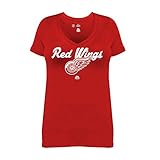 NHL Detroit Red Wings半袖VネックTシャツ、1 x、レッド