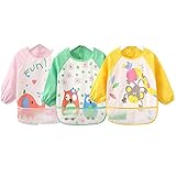 Oral-Q　子供用のエプロン　赤ちゃんの前掛け　可愛い絵芸術　防水袖のデザイン（３ヶ月～3歳、３セット）　Oral-Qから