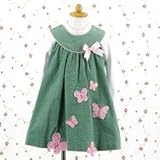 Rare Editions １2ヵ月 (ﾚｱｴﾃﾞｨｼｮﾝｽﾞ） ピンクバタフライ コーデュロイワンピースセット（セージ）(12M 80cm)[Baby Product]