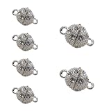 juswork(ジャスワーク) マグネットクラスプ パヴェ ラインストーン シルバー 4個 10mm ハンドメイド DIY アクセサリー パーツ ネックレス ブレスレット 材料 手芸 製作 修理 金具 留め具 磁気 接続 強力 エンドパーツ