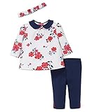 Little Me Baby Girls' 3 Piece Tunic and Legging Set With Headband Large Red Flowers 9 Months [並行輸入品]