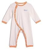 (ジーヒャク)G100 ベビー用肌着 ロンパース 丸い襟 側開く オーガニック カラーコットン 体にやさしい 男女兼用 長袖 かわいい オレンジ サイズ：73
