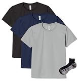 [グリマー] ＵＶドライTシャツ 3枚組 Sportsソックスセット ブラック/ネイビー/グレー M