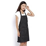 【 Lux Esto 】ワークエプロン 首かけ タイプ 無地 デニム エプロン メンズ レディース 男女兼用 多機能 ポケット ( DIY 保育士 料理 カフェ お店 ユニフォーム などに )