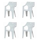 イタリア製 ガーデンチェア イス 4脚セット 『 アンジェロ 』【IT】《西濃》ホワイト(#9879272×4) 58×54×80cm 軽量 スタッキング可能