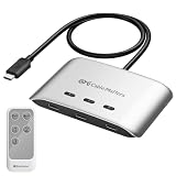 Cable Matters 20Gbps USB-C 切替器 3台PC用、[Windows用8K@30Hz / macOS用4K@60Hz / 140W PD]、USBC KVMスイッチ、Type-C 切替器、USBCまたはThunderbolt 4 モニタまたはUSB4 ドッキングステーションの共有用 （ピグテール一体型ドックには対応しません）